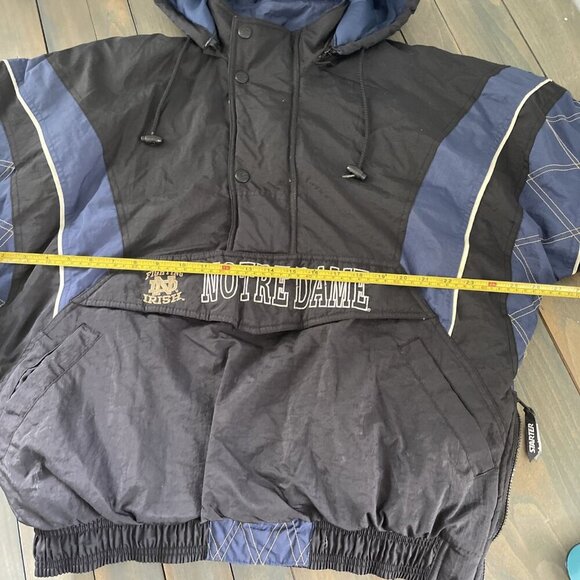 Vintage 90s Starter Notre Dame Fighting Irish NCAA Quarter Zip Coat Large (IN) - Picture 10 of 12